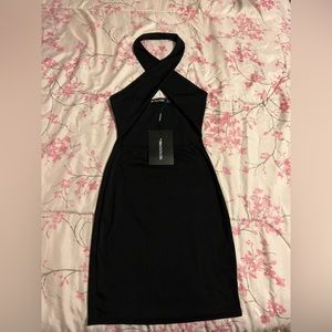 PrettyLittleThing Petite Black Ribbed Basic Underbust Dress